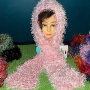 Fluffy fun fur Pink Scarf handmade